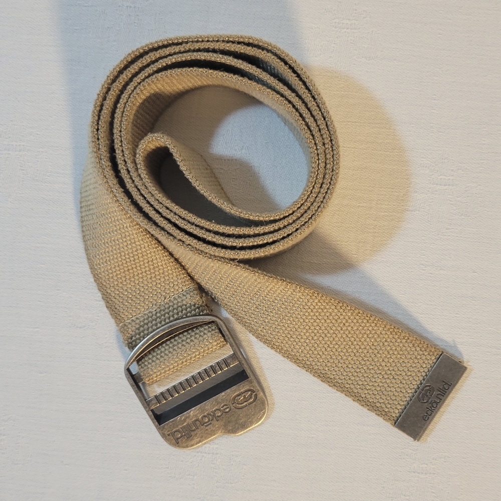 Ecko Unltd (Men's 36) 49" Long Beige Canvas Slide-Buckle Belt